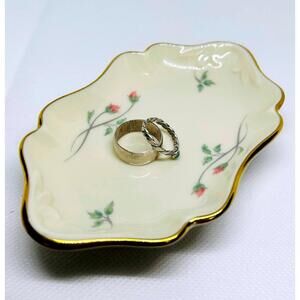Lenox Rose Manor Trinket Dish | Floral Gold Trim Catchall